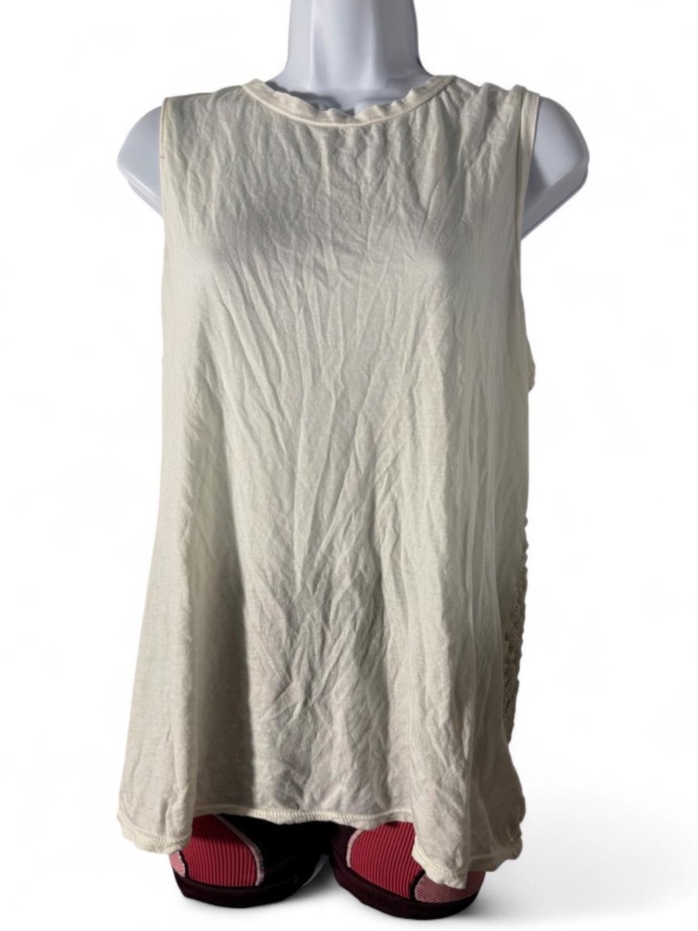 Staring at Stars Cream Sleeveless Tank Top with Open Crochet Back